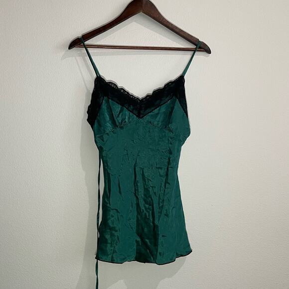 Vintage Y2k Silky strap green top large Sexy - Picture 1 of 3